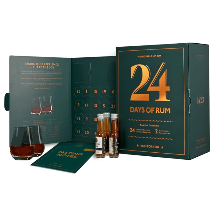 24 Days of Rum Rumový Kalendár 2021 43,7% 24 x 0,02l + 2 poháre